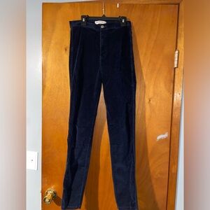 American Apparel navy velvet skinnies